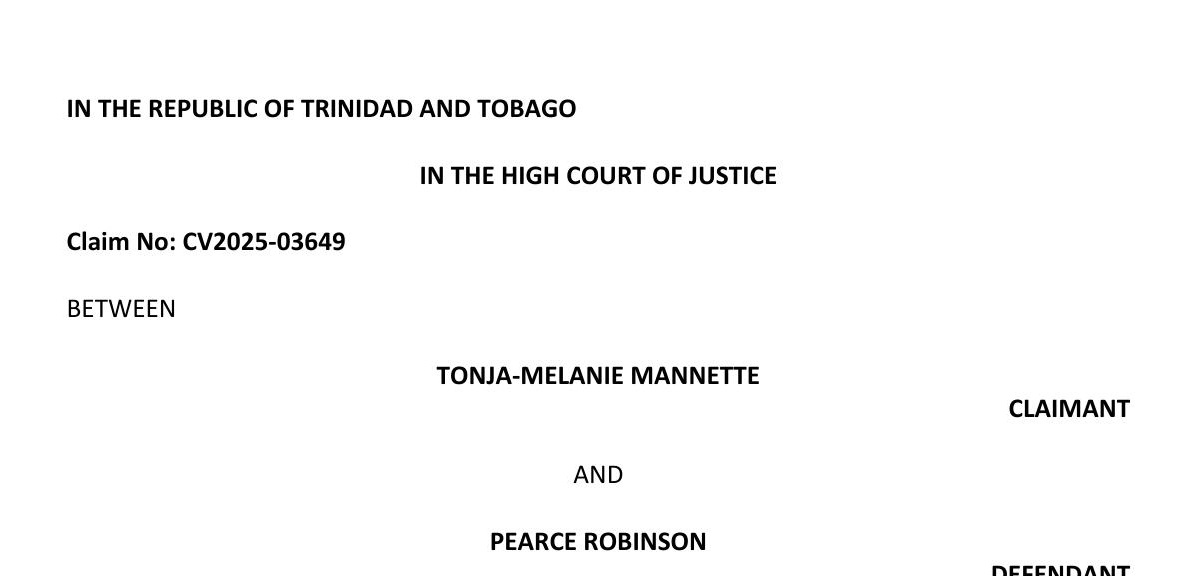 High Court judgment heading: Tonja-Melanie Mannette and Pearce Robinson, claim CV2025-03649